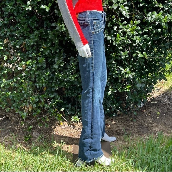 True Religion Dark Wash Low Rise Flare Leg Jeans - Picture 5 of 13